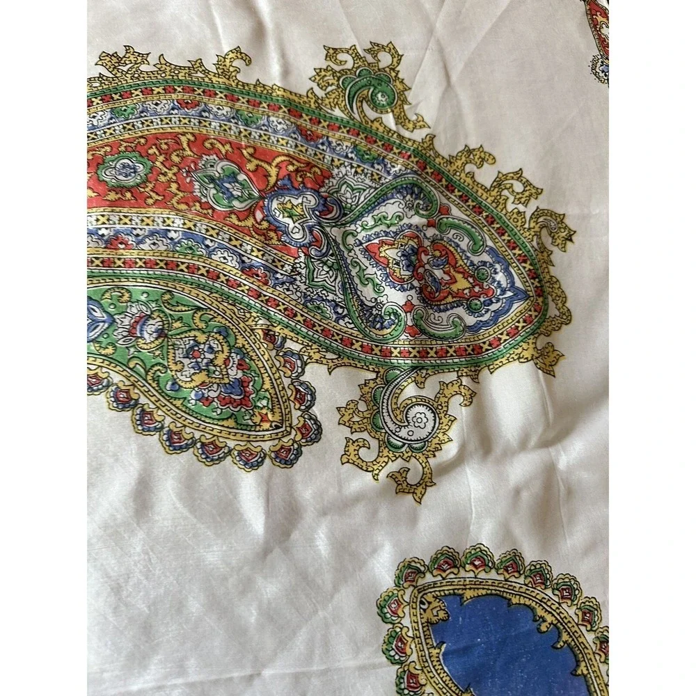 Vintage Paisley Silk Scarf With Multicolor Design